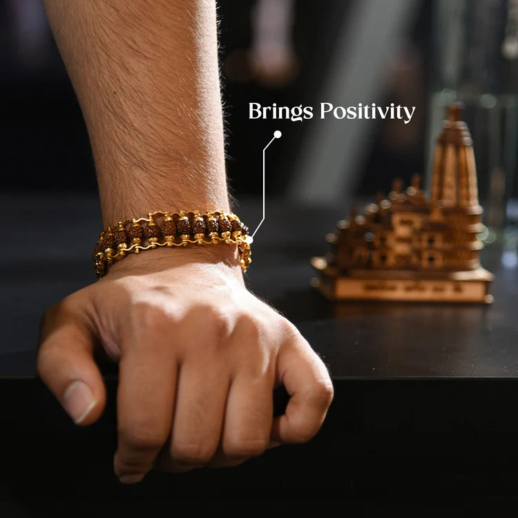 Gold Plated Premium Rudraksha Chain Bracelet