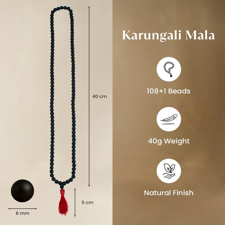 Premium Original Karungali Malai - Natural Black Ebony Wood