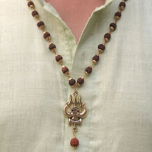 OM Shiva Trishool Rudraksha Necklace 54 Beads