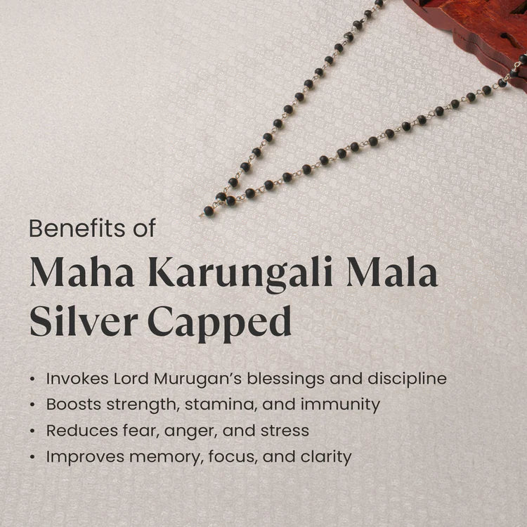 Karungali Malai Silver Cap Plated 8mm