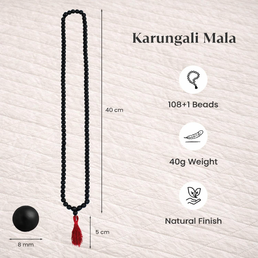 Premium Original Karungali Malai - Natural Black Ebony Wood