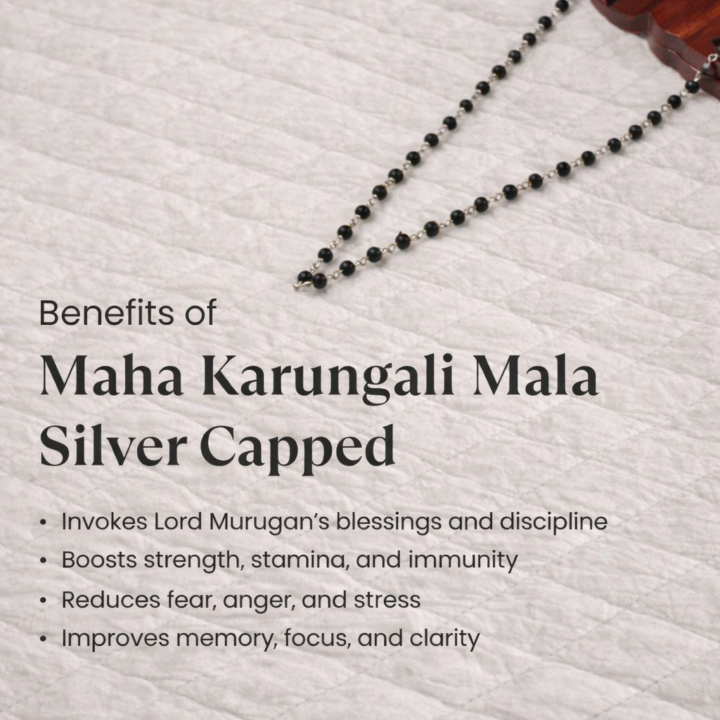 Karungali Malai Silver Cap Plated 8mm