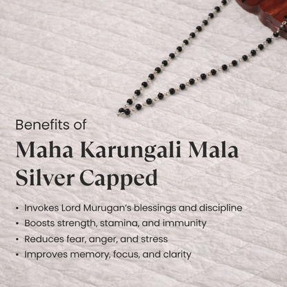 Karungali Malai Silver Cap Plated 8mm