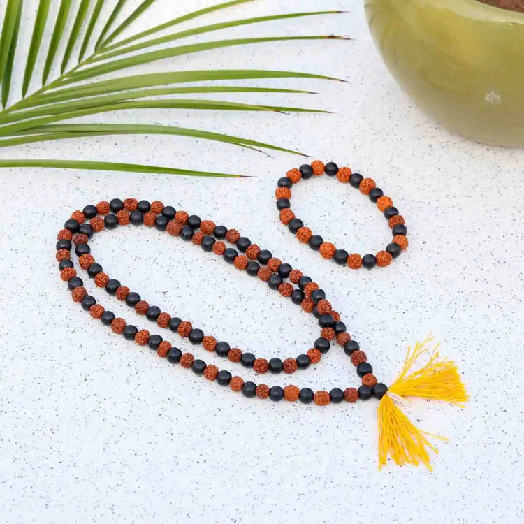 Karungali Rudraksha Mala & Bracelet Combo