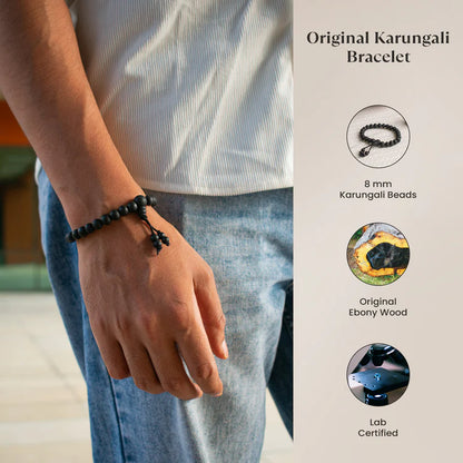 Maha Karungali Combo - Mala with Bracelet 8mm