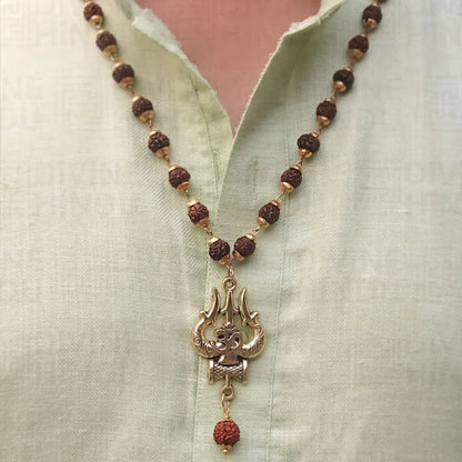 OM Shiva Trishool Rudraksha Necklace 54 Beads