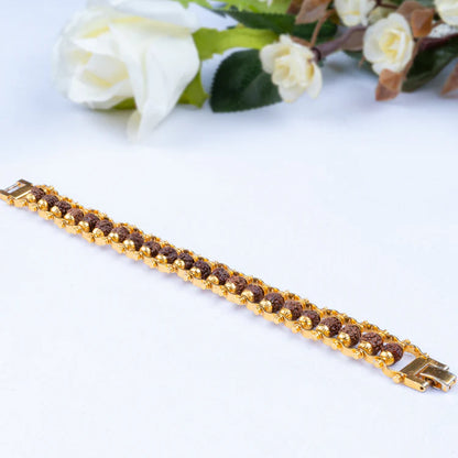 Gold Plated Premium Rudraksha Chain Bracelet