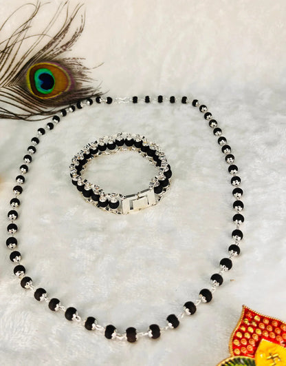 Original Karungali Malai and Chain Bracelet Combo with Silver cap