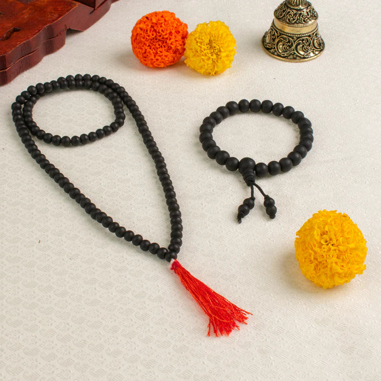 Maha Karungali Combo - Mala with Bracelet 8mm